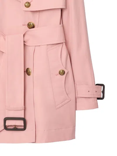 Burberry Short Lightweight Cotton Fitzrovia Trench Coat Clothing In Pink