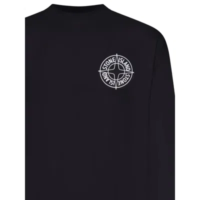 Stone Island Oversized-fit Crewneck Sweatshirt With Outline Compass Print In Black