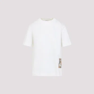 Burberry Women White T-shirt With Logo Patch With Check Motif On The Front In Cotton Woman In Neutral