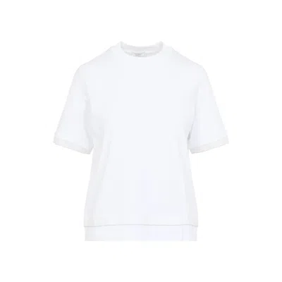 Peserico Crew Neck Layered Hem Short Sleeve Top In White