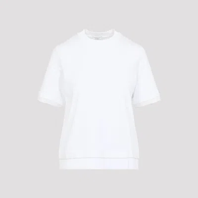 Peserico Crew Neck Layered Hem Short Sleeve Top In White