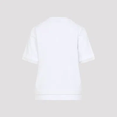 Peserico Crew Neck Layered Hem Short Sleeve Top In White