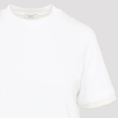 Peserico Crew Neck Layered Hem Short Sleeve Top In White