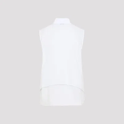 Peserico Collared Neck Sleeveless Top Layered Hem In White