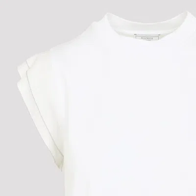 Peserico Sleeveless Crew Neck Top Straight Hem In White