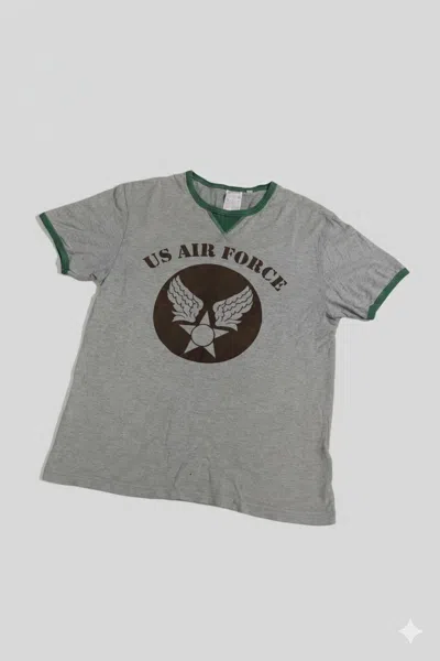 Pre-owned Avirex Vintage  Us Air Force Ringer Tee Size M In Gray