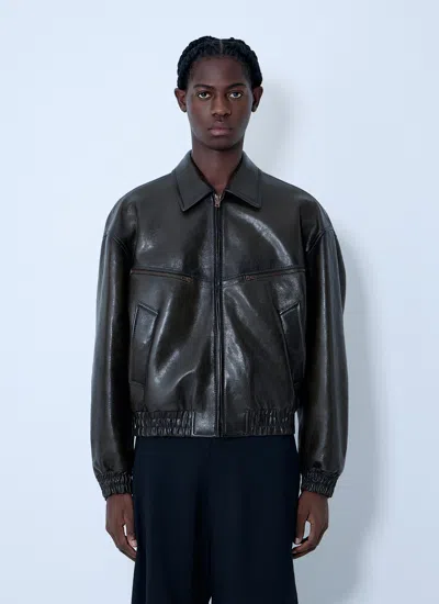 Acne Studios Vintage Leather Jacket Vintage Green In Multi