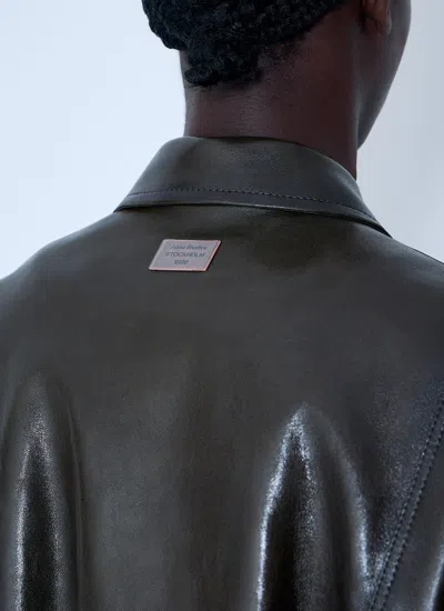 Acne Studios Vintage Leather Jacket Vintage Green In Multi