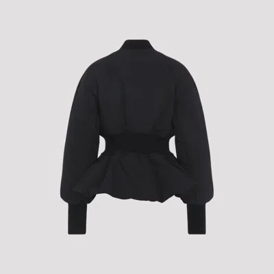 Alaïa Peplum Bomber Jacket Padded Ribbed Cuffs In Multi