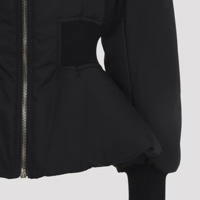 Alaïa Peplum Bomber Jacket Padded Ribbed Cuffs In Multi