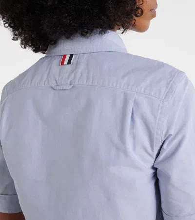 Thom Browne Cropped Cotton Shirt In Blue