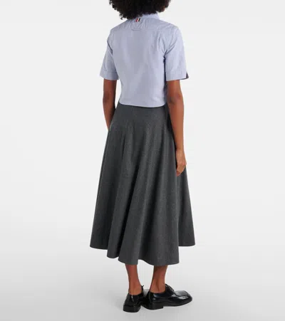 Thom Browne Cropped Cotton Shirt In Blue