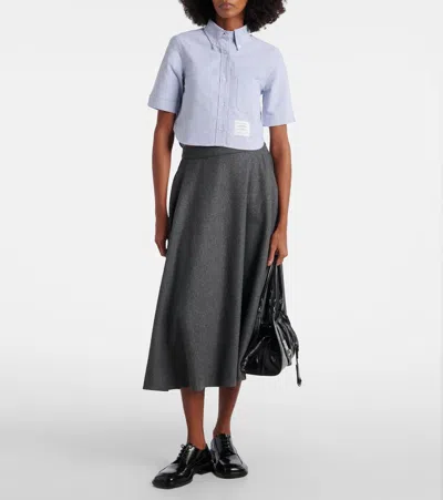 Thom Browne Cropped Cotton Shirt In Blue