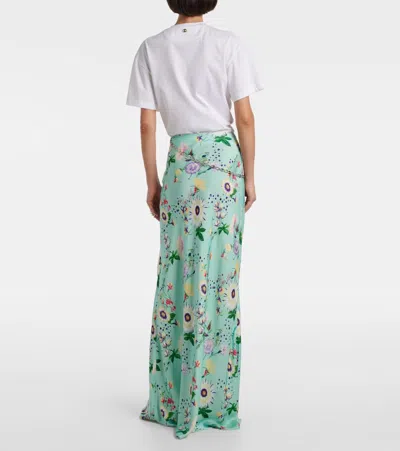 Rabanne Chain-detail Floral Satin Maxi Skirt In Multi