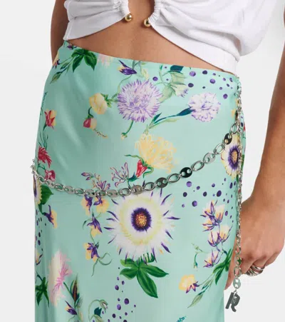 Rabanne Chain-detail Floral Satin Maxi Skirt In Multi