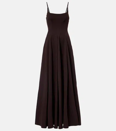 Staud Joy Cotton-blend Faille Maxi Dress In Brown