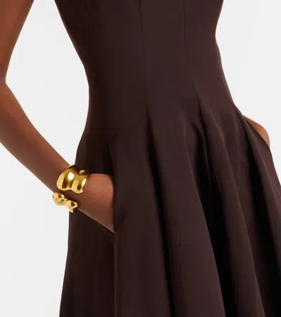 Staud Joy Cotton-blend Faille Maxi Dress In Brown