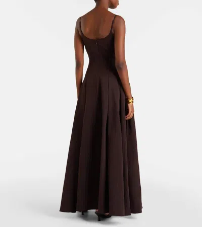 Staud Joy Cotton-blend Faille Maxi Dress In Brown