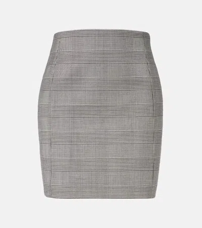 Balmain Houndstooth Wool-blend Miniskirt In Gray