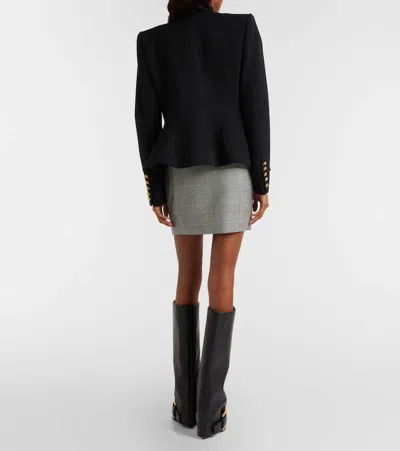 Balmain Houndstooth Wool-blend Miniskirt In Gray