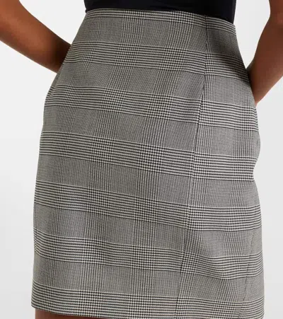 Balmain Houndstooth Wool-blend Miniskirt In Gray