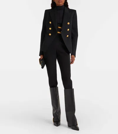 Balmain High-rise Slim Pants In Black