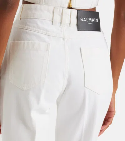 Balmain High-rise Bootcut Jeans In White