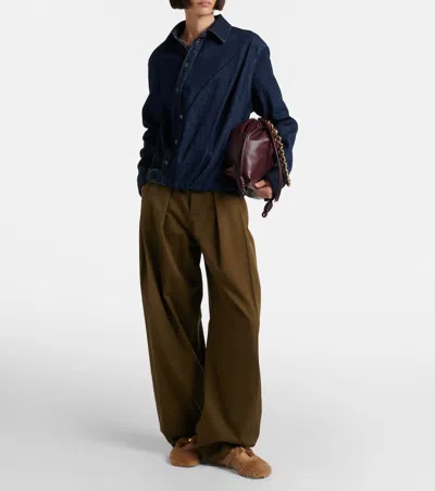 Loewe Pebble Soft Shearling Ballet Flats In Brown