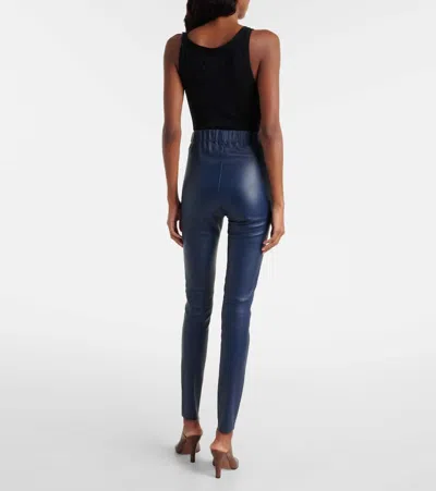 Joseph Leather Leggings In Blue