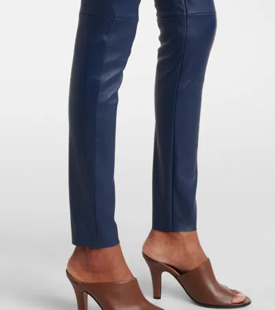 Joseph Leather Leggings In Blue