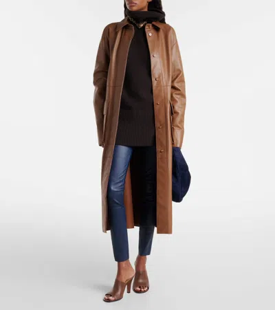 Joseph Leather Leggings In Blue