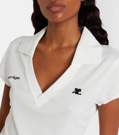 Courrèges Cropped Polo Shirt Collar Short Sleeves V Neck In Animal Print
