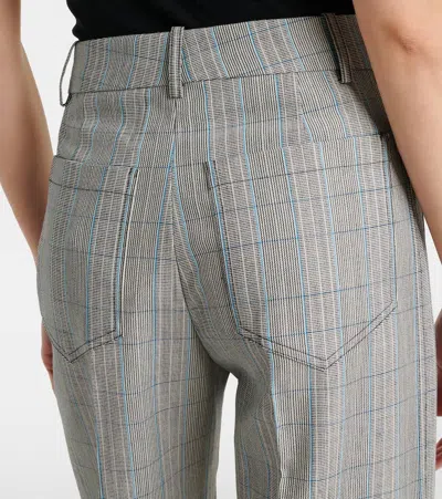 Victoria Beckham Checked Virgin Wool Straight Pants In Gray