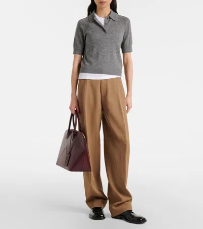 Victoria Beckham Wool Polo Shirt In Gray