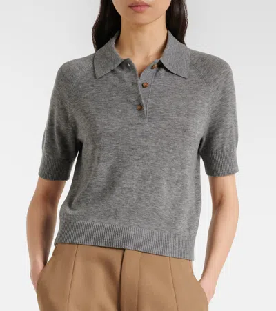 Victoria Beckham Wool Polo Shirt In Gray