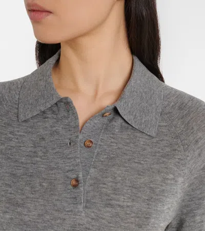 Victoria Beckham Wool Polo Shirt In Gray