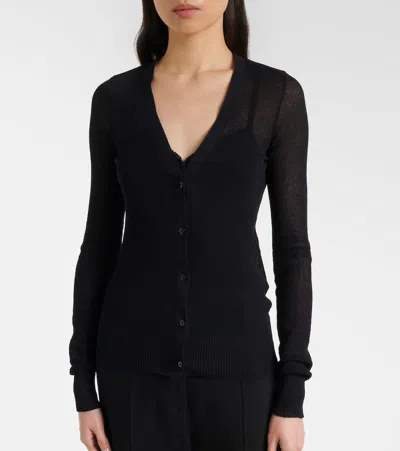 Victoria Beckham Cotton-blend Cardigan In Black