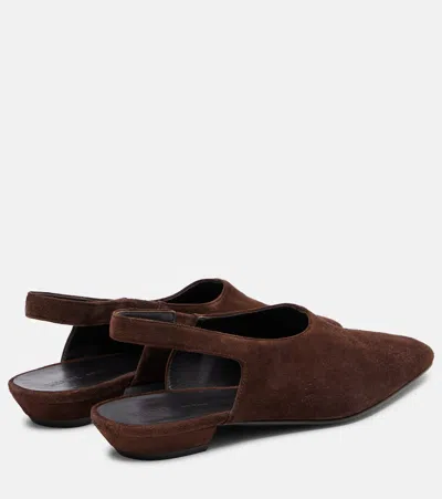 Khaite Cecilia Suede Slingback Flats In Brown