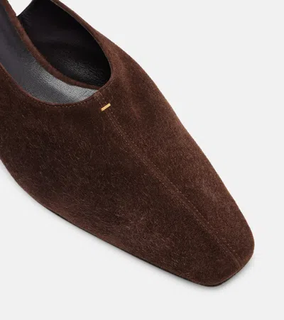 Khaite Cecilia Suede Slingback Flats In Brown