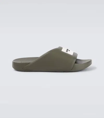 Givenchy Label Slide Flat Mules In Rubber In Green