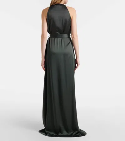 Tom Ford Belted Satin Crêpe Halterneck Gown In Black