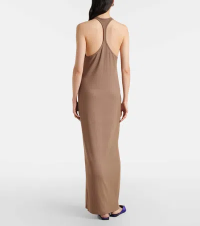 Tom Ford Racerback Jersey Maxi Dress In Brown