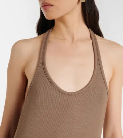 Tom Ford Racerback Jersey Maxi Dress In Brown