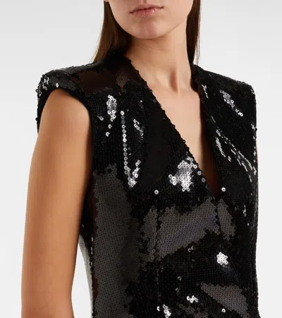 Balmain Chain-detail Sequined Gown In Black