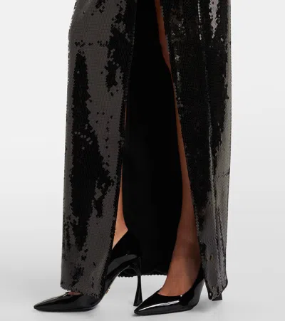 Balmain Chain-detail Sequined Gown In Black