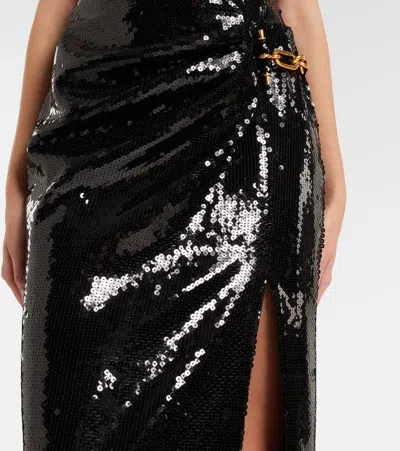 Balmain Chain-detail Sequined Gown In Black