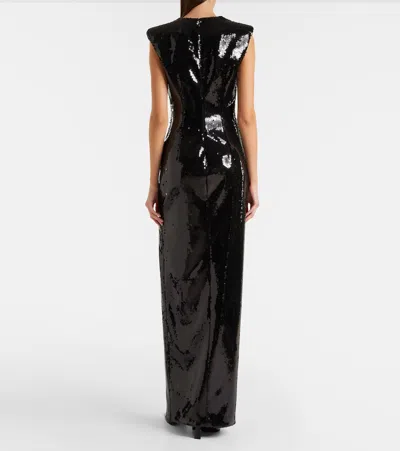 Balmain Chain-detail Sequined Gown In Black