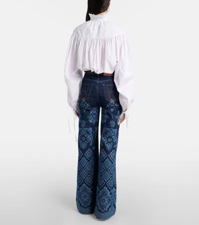 La Doublej Partenope Printed High-rise Flared Jeans In Blue