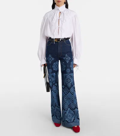 La Doublej Partenope Printed High-rise Flared Jeans In Blue