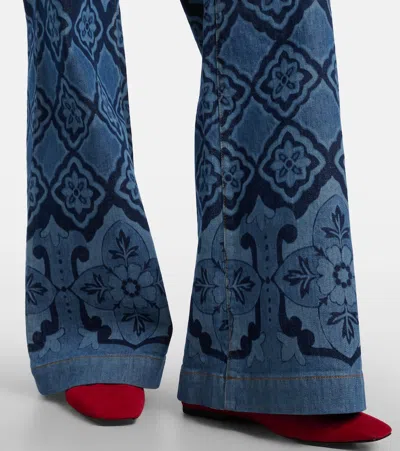 La Doublej Partenope Printed High-rise Flared Jeans In Blue